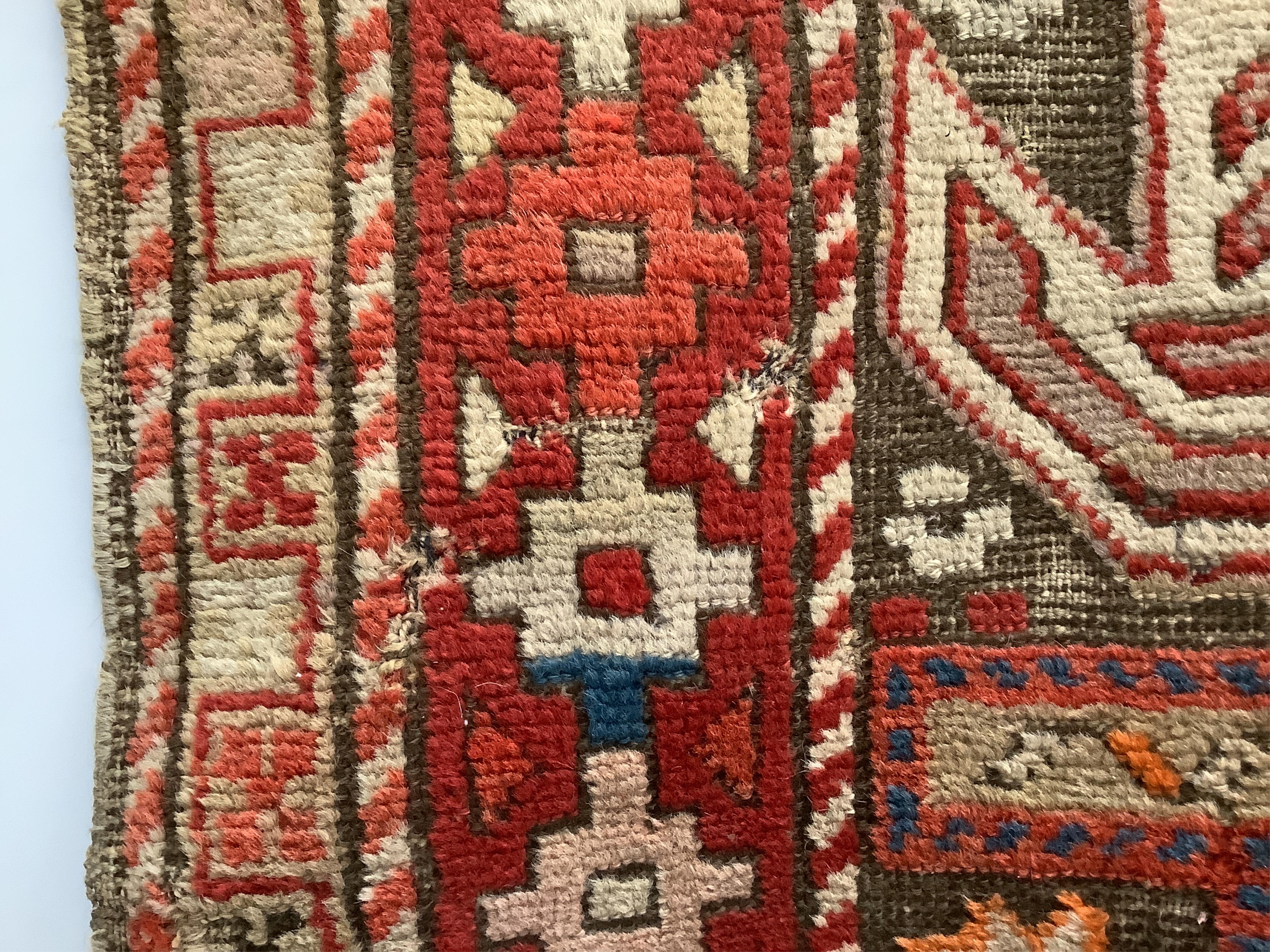 An antique Lenkoran prayer rug, 122 x 93cm. Condition - fair